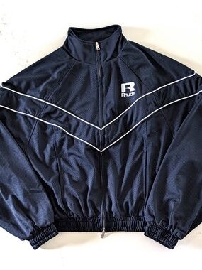 Rhude Mesh Piping Raglan Track Jacket S Navy White Chevron Two Way Zip NWT